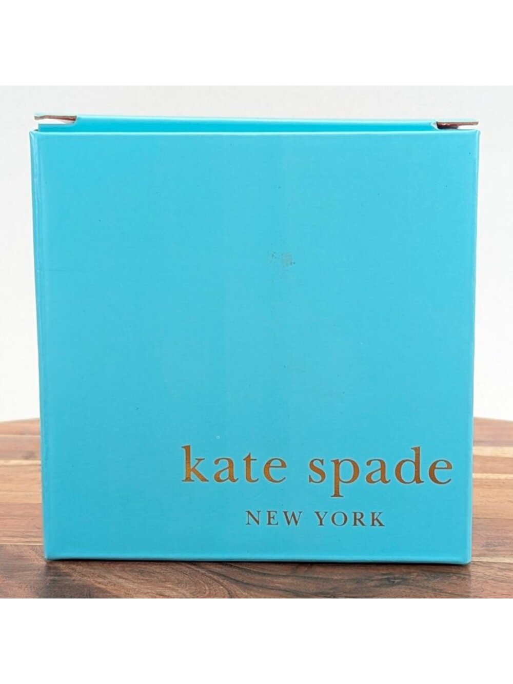 Kate Spade Garden Drive Turquoise Lacquer Square Box w Gold Bow Accent 4”